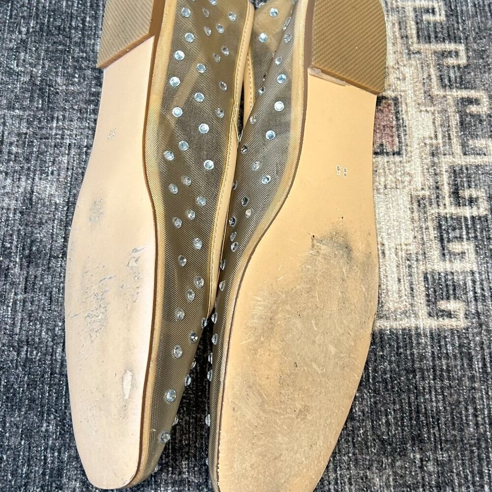Tulle Crystal Ballet Flats Nude Size 8.5 EUC - Picture 4 of 4